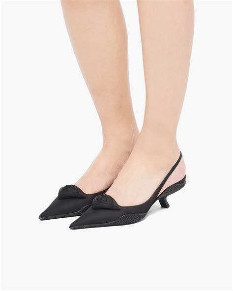 Black Nylon gabardine slingback pumps 